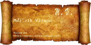 Mázik Vilmos névjegykártya